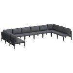 vidaXL Ensemble de canapé de jardin avec coussin 10 Pièces Noir Acier