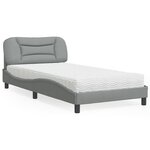 vidaXL Lit avec matelas gris clair 100x200 cm tissu