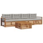 vidaXL Ensemble de canapés d'extérieur 5 pc Gris Naturel et Clair