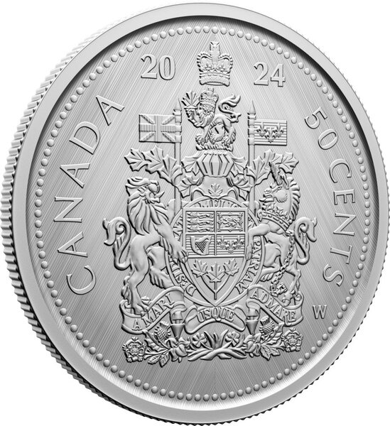 Pièce de monnaie en Argent 50 Cents g 31.39 Millésime 2024 Tribute W Mint Mark COAT OF ARMS