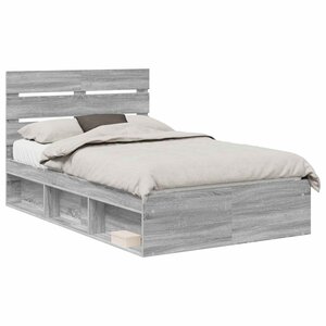 vidaXL Cadre de lit Gris Sonoma 120 x 190 cm Pin massif