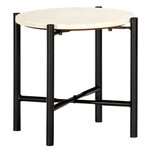 vidaXL Table basse Blanc 40x40x40 cm Pierre véritable texture marbre