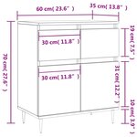vidaXL Buffet Gris béton 60x35x70 cm Bois d'ingénierie