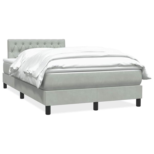 vidaXL Sommier à lattes de lit et matelas gris clair 120x210cm velours