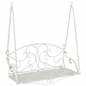 vidaXL Banc Balançoire Acier 110 x 52 5 x 47 cm Blanc antique