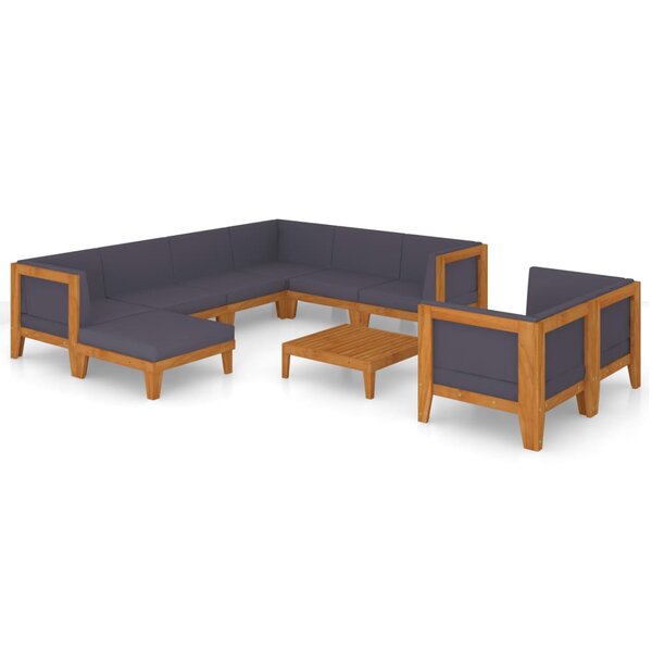 vidaXL Salon de jardin 10 Pièces avec coussins bois d'acacia solide