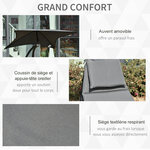 Bain de soleil transat à bascule design contemporain avec pare-soleil  matelas grand confort  tétière métal époxy noir polyester gris