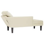 vidaXL Fauteuil long avec coussin et accoudoir droit crème velours