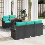 vidaXL Ensemble de canapé de jardin avec coussin 6 Pièces Noir et bleu