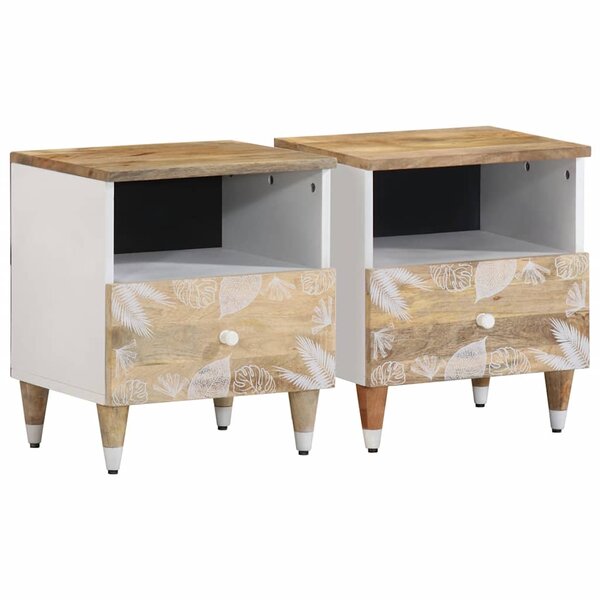 vidaXL Tables de chevet 2 Pièces 40x33x46 cm Bois de manguier solide