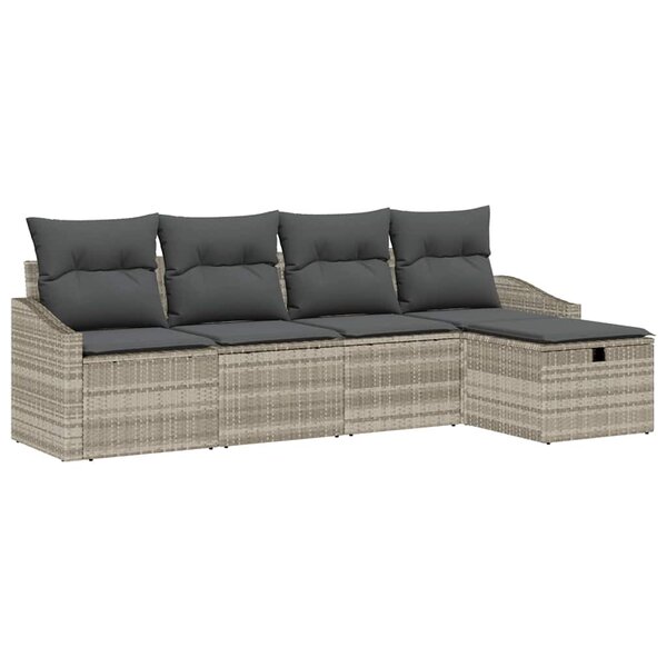vidaXL Ensemble de canapé de jardin 5 Pièces Gris clair Poly rotin