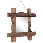 vidaXL Miroir à bûches Naturel 50x50 cm Bois de récupération massif