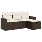 vidaXL Salon de jardin 4 Pièces avec coussins marron résine tressée