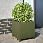 vidaXL Jardinières 2 Pièces vert olive 40x40x40 cm acier