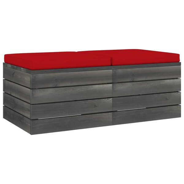 vidaXL Repose-pieds palette de jardin 2 Pièces avec coussins Bois de pin