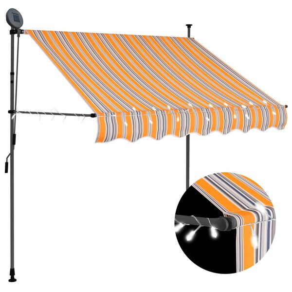 vidaXL Auvent manuel rétractable avec LED 100 cm Jaune et bleu