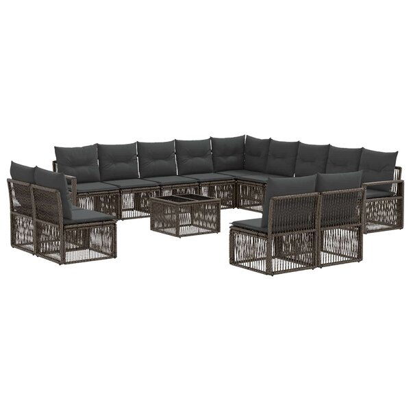 vidaXL Ensemble de canapé de jardin 14 Pièces Gris polyrotin
