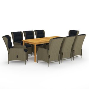 vidaXL Ensemble à manger de jardin 9 Pièces Marron