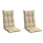 vidaXL Coussins de chaise à dossier haut lot de 2 beige tissu oxford