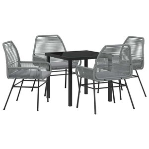 vidaXL Ensemble de salle à manger pour jardin 5 Pièces Gris polyrotin