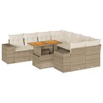 vidaXL Salon de jardin avec coussins 9 Pièces beige résine tressée