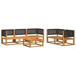 vidaXL Ensemble de canapés de jardin 6 pièces avec coussins en bois d'acacia et rotin