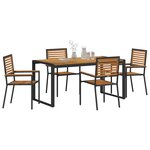 vidaXL Ensemble de salle à manger pour jardin 5 Pièces Noir et Marron