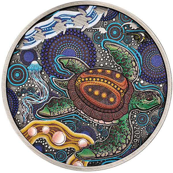 Monnaie TURTLE YAUNATI 2 Oz Argent 2$ Australia 2026