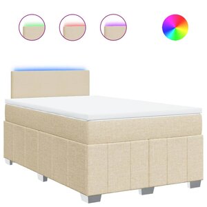 vidaXL Sommier à lattes de lit avec matelas Crème 120x200 cm Tissu