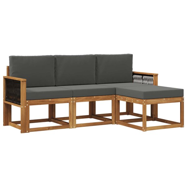 vidaXL Ensemble de canapés d'extérieur 4 Pièces Naturel et Anthracite