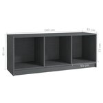 vidaXL Meuble TV Gris 104x33x41 cm Bois de pin massif