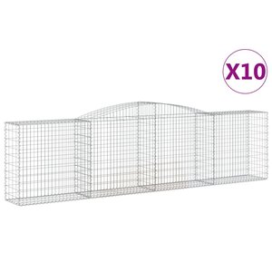 vidaXL Paniers à gabions arqués 10 Pièces 400x50x100/120 cm Fer galvanisé