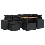 vidaXL Salon de jardin 7 Pièces avec coussins noir résine tressée