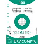Paquet 100 Fiches Sous Film - Bristol Quadrillé 5x5 Perforé- 210x297mm - Blanc - X 10 - Exacompta