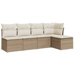 vidaXL Salon de jardin avec coussins 5 Pièces beige résine tressée