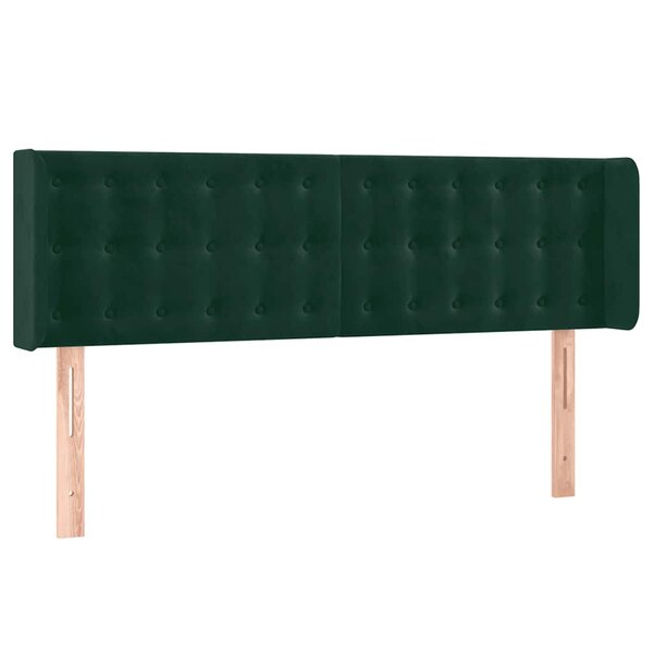 vidaXL Tête de lit avec oreilles Vert foncé 147x16x78/88 cm Velours