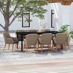 vidaXL Ensemble de salle à manger de jardin avec coussins 9 Pièces Marron