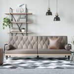 vidaXL Canapé-lit avec accoudoirs taupe tissu
