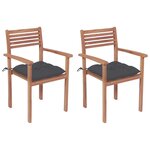 vidaXL Chaises de jardin lot de 2 et coussins anthracite Bois de teck