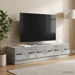 vidaXL Meuble TV Gris béton 147 x 34 5 x 27 cm Bois d'ingénierie