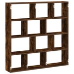 vidaXL Étagère cube murale 12 compartiments chêne fumé bois ingénierie
