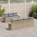 vidaXL Ensemble de canapé de jardin avec coussin 8 Pièces Beige polyrotin