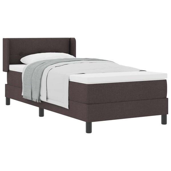 vidaXL Lit à ressorts avec matelas Marron foncé 200 x 90 cm Polyester