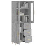 vidaXL Buffet haut Gris béton 69 5x34x180 cm Bois d'ingénierie