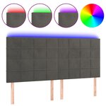 vidaXL Tête de lit à LED Gris foncé 180x5x118/128 cm Velours