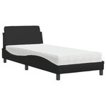 vidaXL Lit avec matelas noir 90x200 cm similicuir