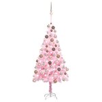 vidaXL Arbre de Noël artificiel pré-éclairé et boules rose 180 cm PVC