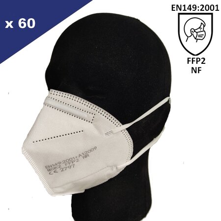 Lot de 60 Masques Jetables FFP2 (NR) EN149:2019 - Medimasque