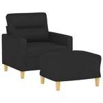 vidaXL Fauteuil avec repose-pied Noir 60 cm Tissu