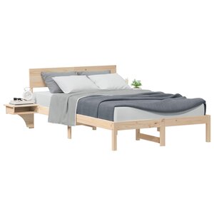 vidaXL Cadre de lit avec tête de lit Marron 120 x 190 cm Pin massif